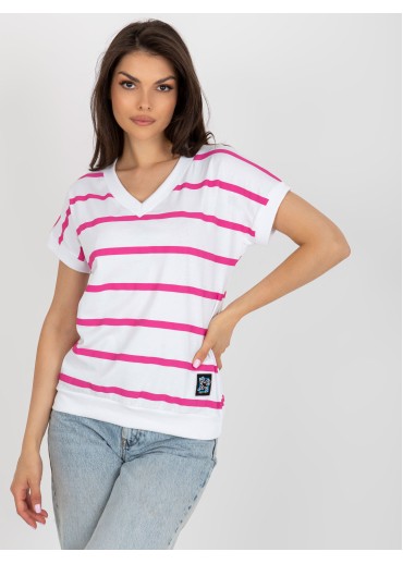 Fuchsiovo ružové pruhované tričko