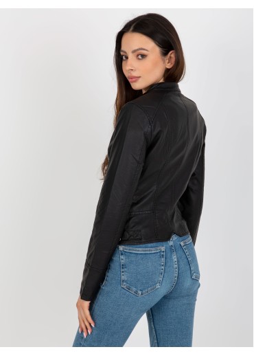 Čierna koženková bunda