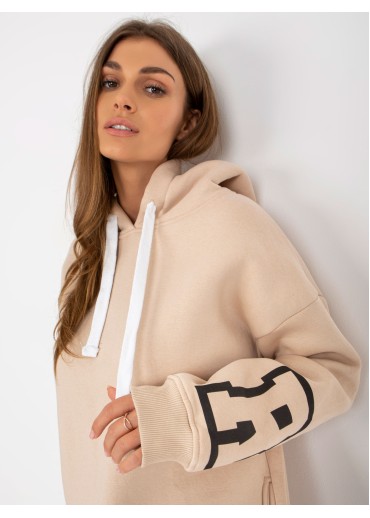 Béžovo hnedá predĺžená mikina