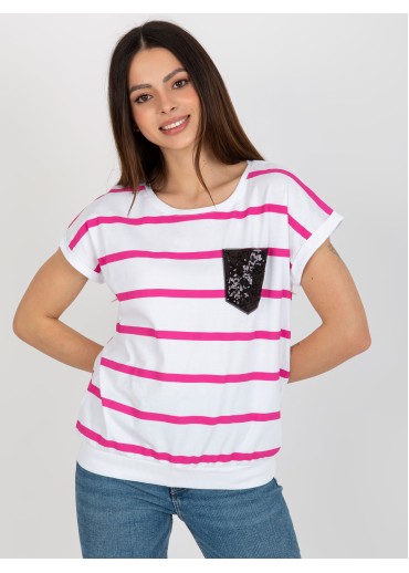Fuchsiovo ružové pruhované tričko