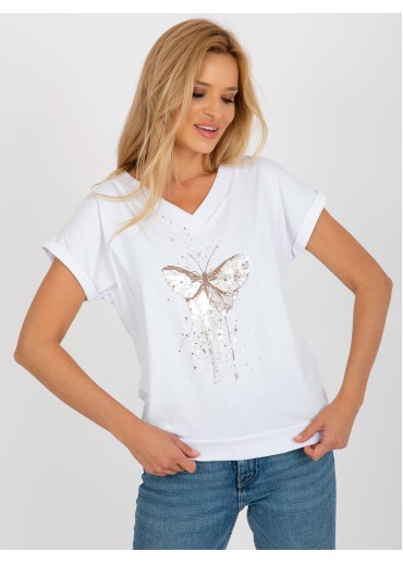 Biele tričko s potlačou motýľ