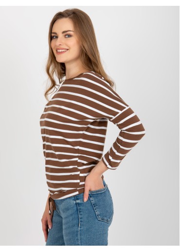 Karamelovo hnedé pruhované tričko