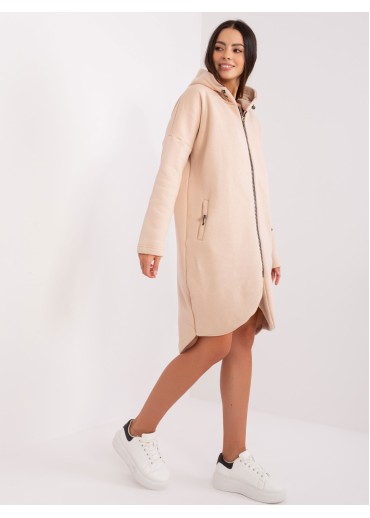 Béžovo hnedá predĺžená mikina