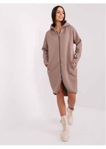 Béžovo hnedá predĺžená mikina