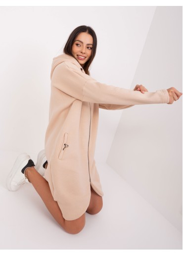 Béžovo hnedá predĺžená mikina