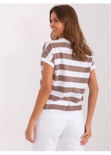 Karamelovo hnedé pruhované tričko