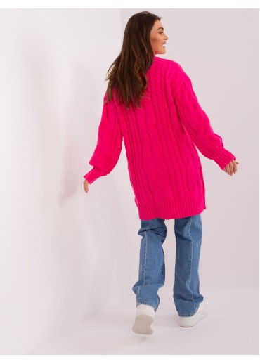 Neónovo ružový predĺžený sveter