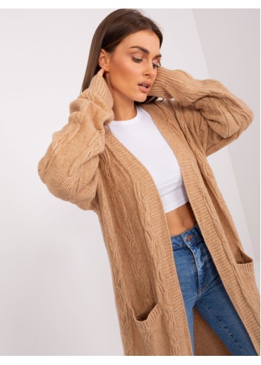 Kapučínovo hnedý dlhý kardigán