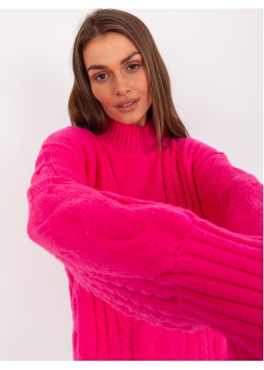 Neónovo ružový predĺžený sveter