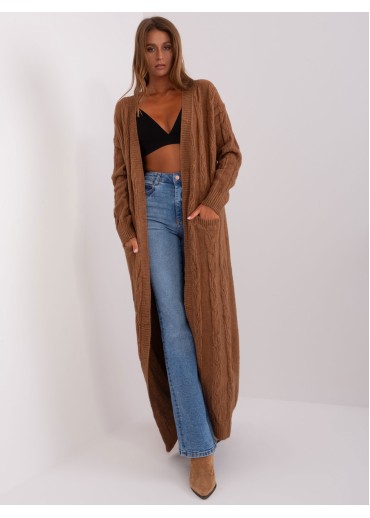 Hnedý dlhý kardigán