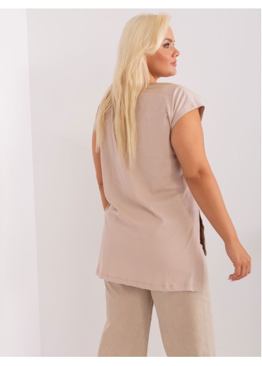 Béžovo hnedé predĺžené tričko