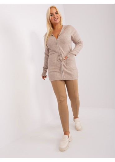 Béžovo hnedý sveter s kapucňou