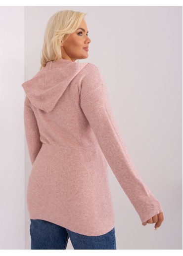 Púdrovo ružový sveter s kapucňou