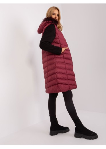 Bordovo červená prešívaná vesta