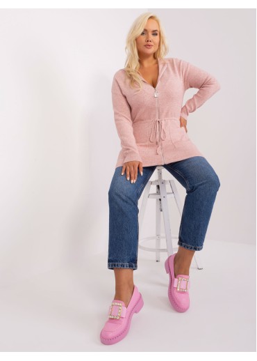 Púdrovo ružový sveter s kapucňou