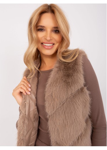 Kapučínovo hnedá kožušinová vesta
