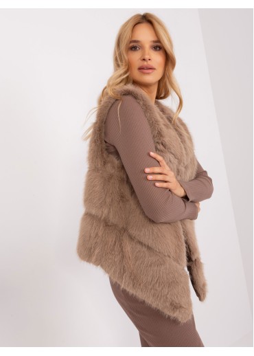 Kapučínovo hnedá kožušinová vesta
