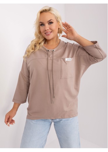 Béžovo hnedé tričko s 3/4 rukávom