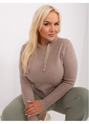 Béžovo hnedý pulóver s kapucňou