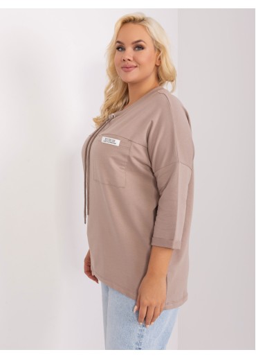 Béžovo hnedé tričko s 3/4 rukávom