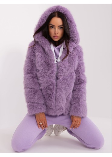 Fialová kožušinová bunda