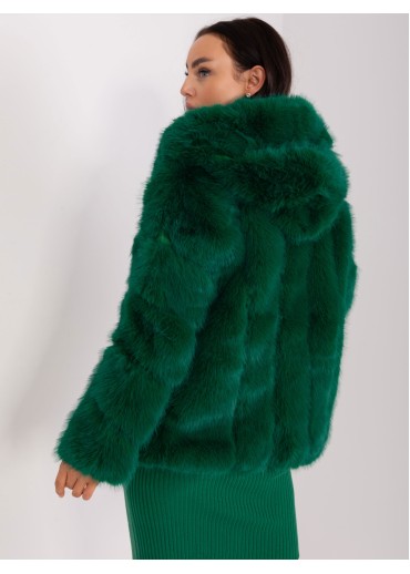 Tmavozelená kožušinová bunda
