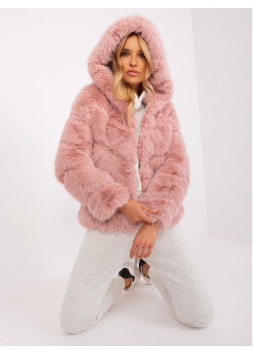 Tmavopúdrovo ružová kožušinová bunda
