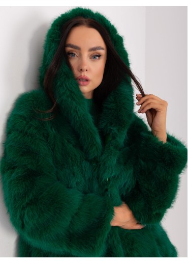 Tmavozelená kožušinová bunda