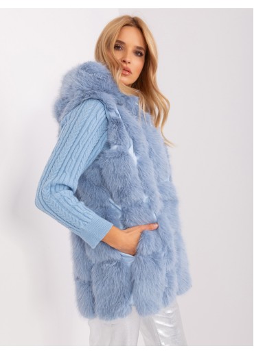 Modrá kožušinová vesta
