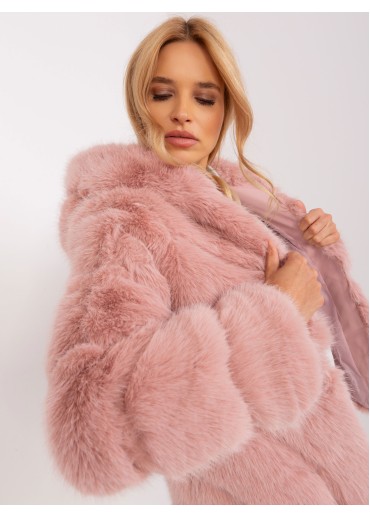 Tmavopúdrovo ružová kožušinová bunda