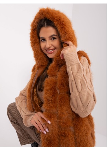 Karamelovo hnedá kožušinová vesta
