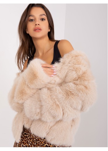 Béžovo hnedá kožušinová bunda