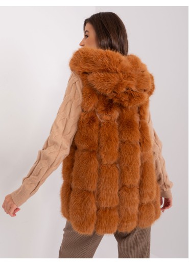 Karamelovo hnedá kožušinová vesta