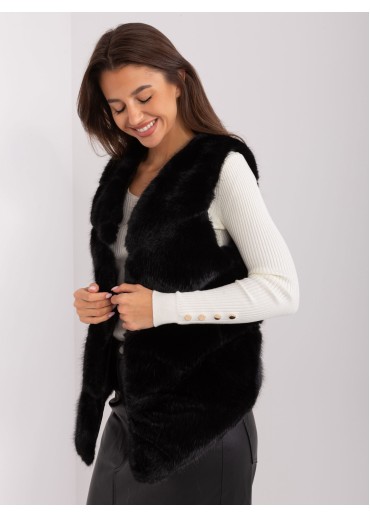 Čierna kožušinová vesta