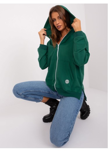 Tmavozelená mikina s kapucňou