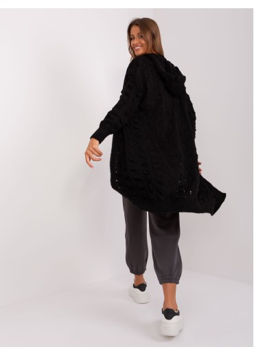 Čierny kardigán s kapucňou