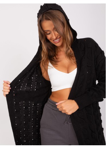 Čierny kardigán s kapucňou