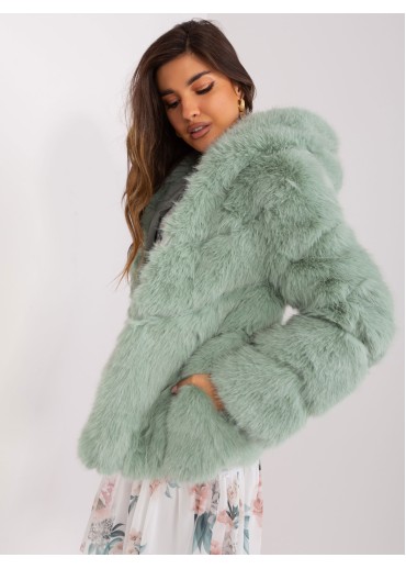 Svetlozelená kožušinová bunda
