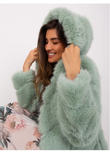 Svetlozelená kožušinová bunda
