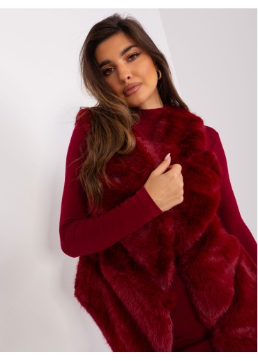 Bordovo červená kožušinová vesta