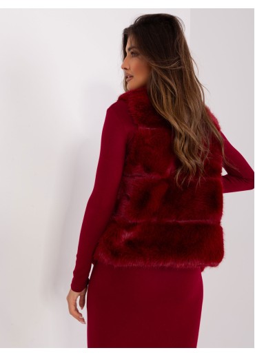 Bordovo červená kožušinová vesta