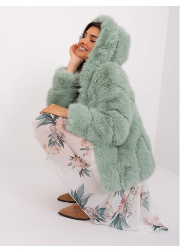 Svetlozelená kožušinová bunda