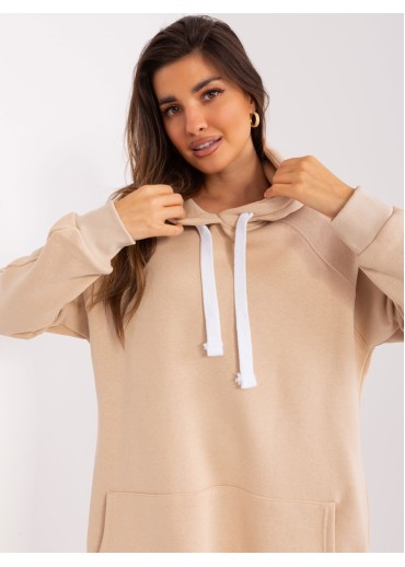 Béžovo hnedá predĺžená mikina