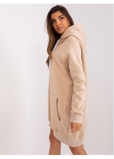 Béžovo hnedá predĺžená mikina