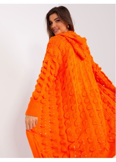 Oranžový kardigán s kapucňou