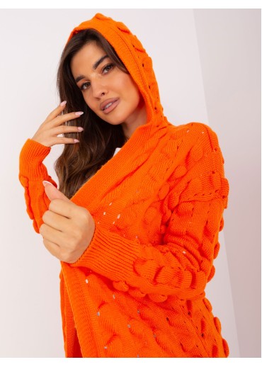 Oranžový kardigán s kapucňou