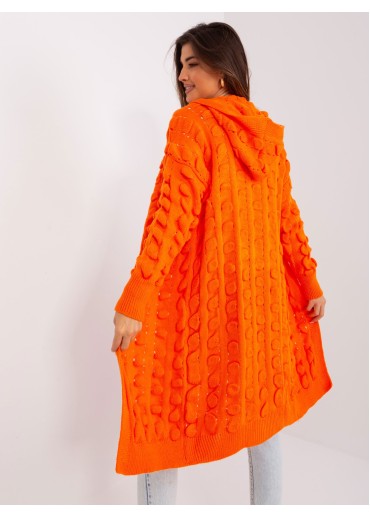 Oranžový kardigán s kapucňou