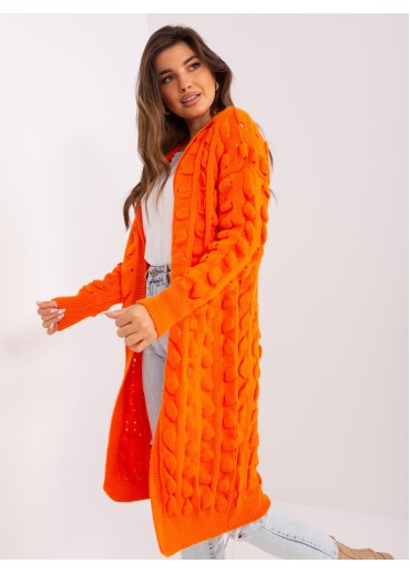 Oranžový kardigán s kapucňou