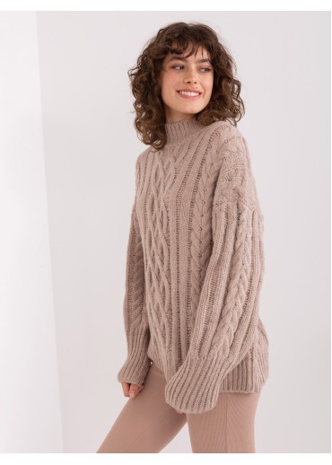 Béžovo hnedý pletený sveter