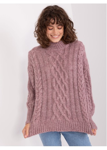 Fialový pletený sveter